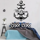 Наклейка на стену с изображением имени мальчиков, наклейка с якорем в морском стиле, персонализированная Детская Наклейка на стену, съемный креативный Декор