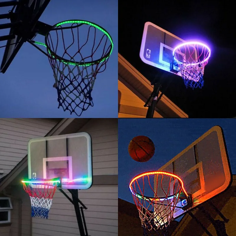 

45LED Basket Hoop Solar Light Basketball Playing RGB Led Night Strip Light Bar Basketball Rim Basketball Equitment Hoops Decor