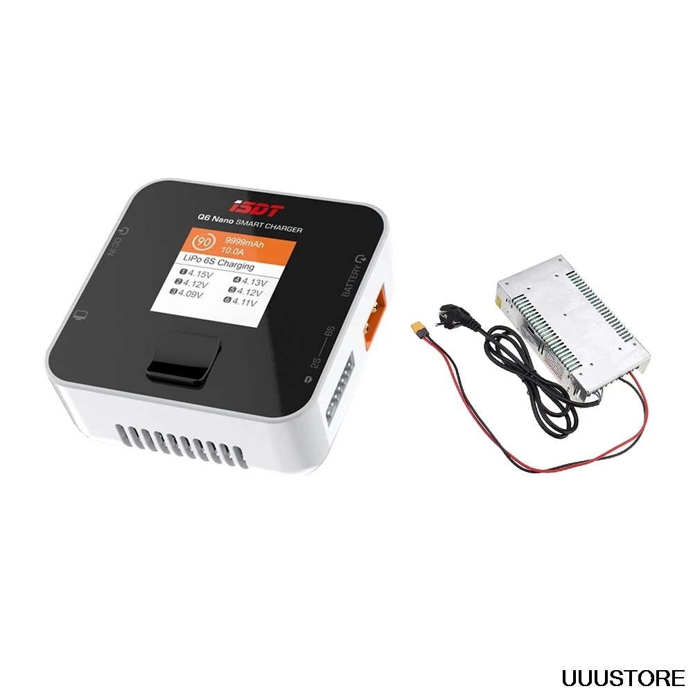

ISDT Q6 Nano BattGo 200W 8A Lipo Батарея Зарядное устройство с Hobbyporter 24V 16.7A 400W Питание адаптер штепсельная вилка европейского стандарта