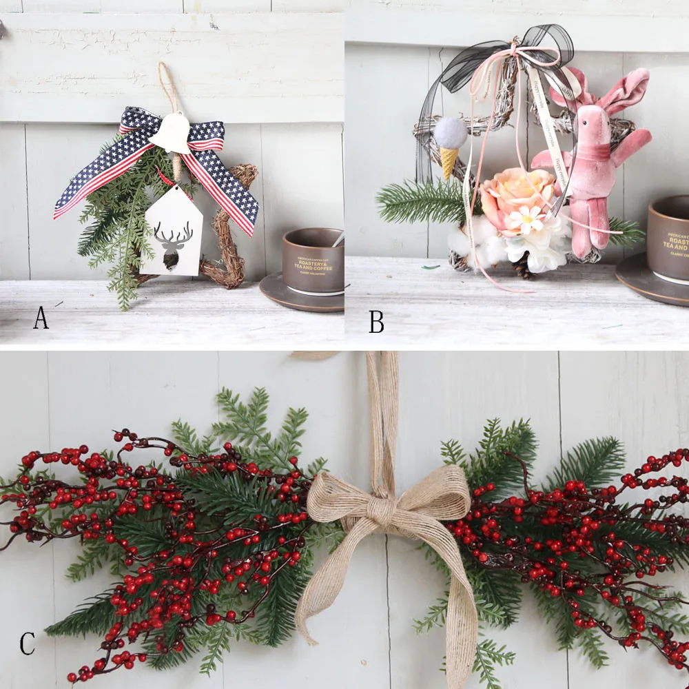 Рождественский венок дверь настенное украшение пентаграмма подвесное с бантом