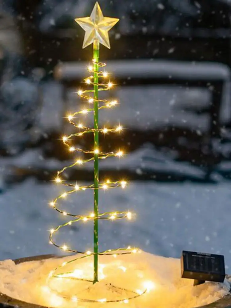 

Christmas Solar Lighting Courtyard LED Lights Solar Lamp For Yard Lawn Five-pointed Star Round Colorful Snow Romantic Lights New