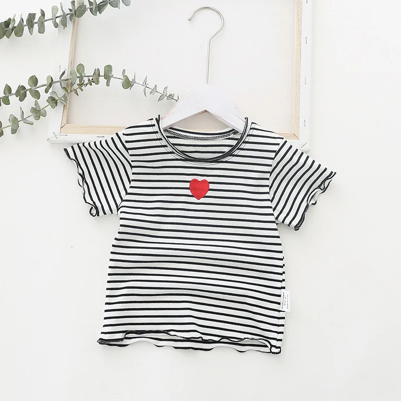 

Детская Хлопковая футболка с коротким рукавом, в полоску