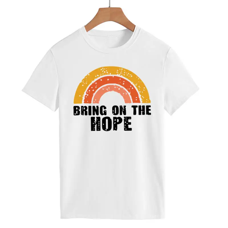 

Женские принести на надеемся радуги с цветочным узором с надписью на лето и весну Забавный женская уличная мода, топ, футболка с вырезом лод...