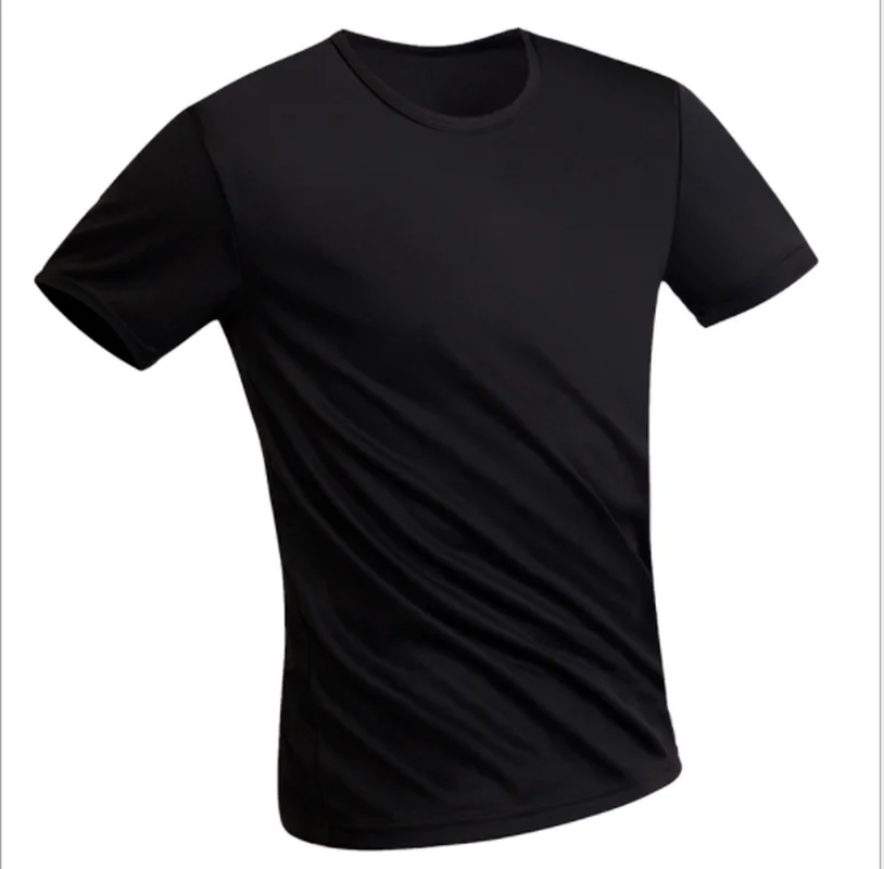 

Solid short sleeve round neck t-shirt men's and women's outdoor leisure sports breathable antifouling waterproof T-Shirt Large