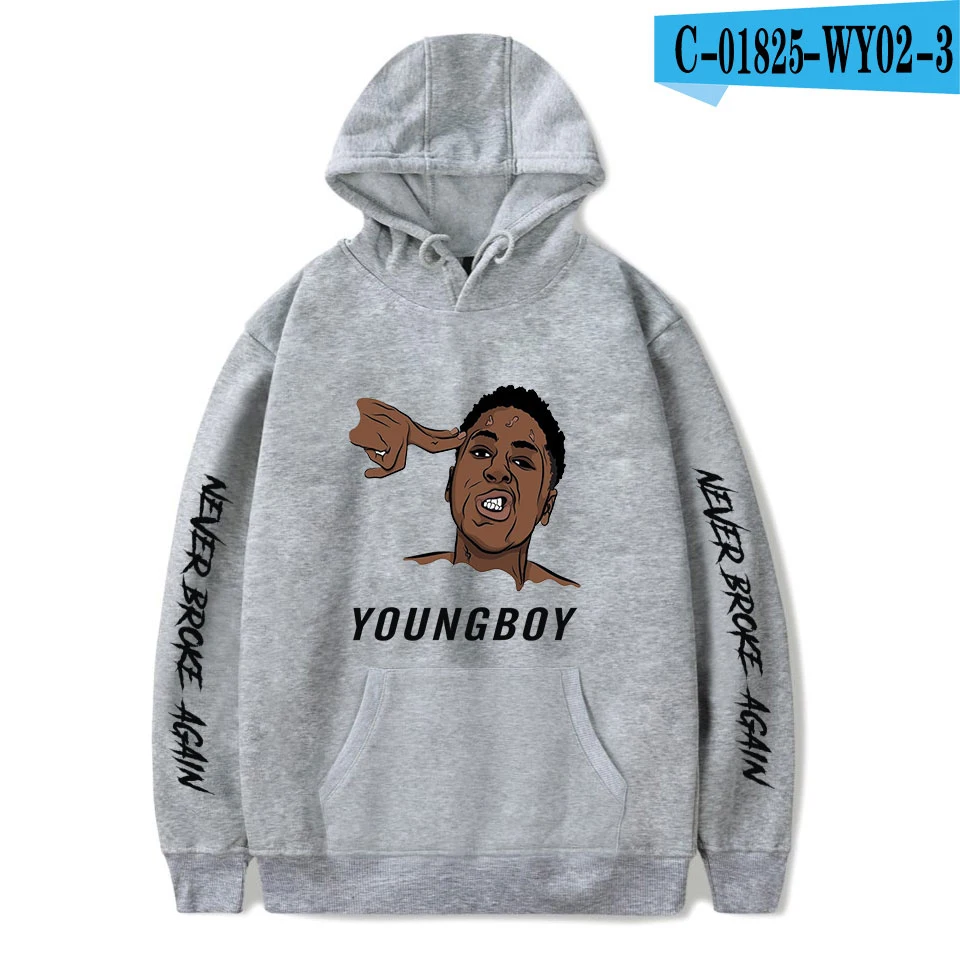 YoungBoy Never Broke agne хип-хоп Толстовка для мужчин/женщин Хлопок Весна Осень мужские толстовки с принтом Повседневная Толстовка - Цвет: gray