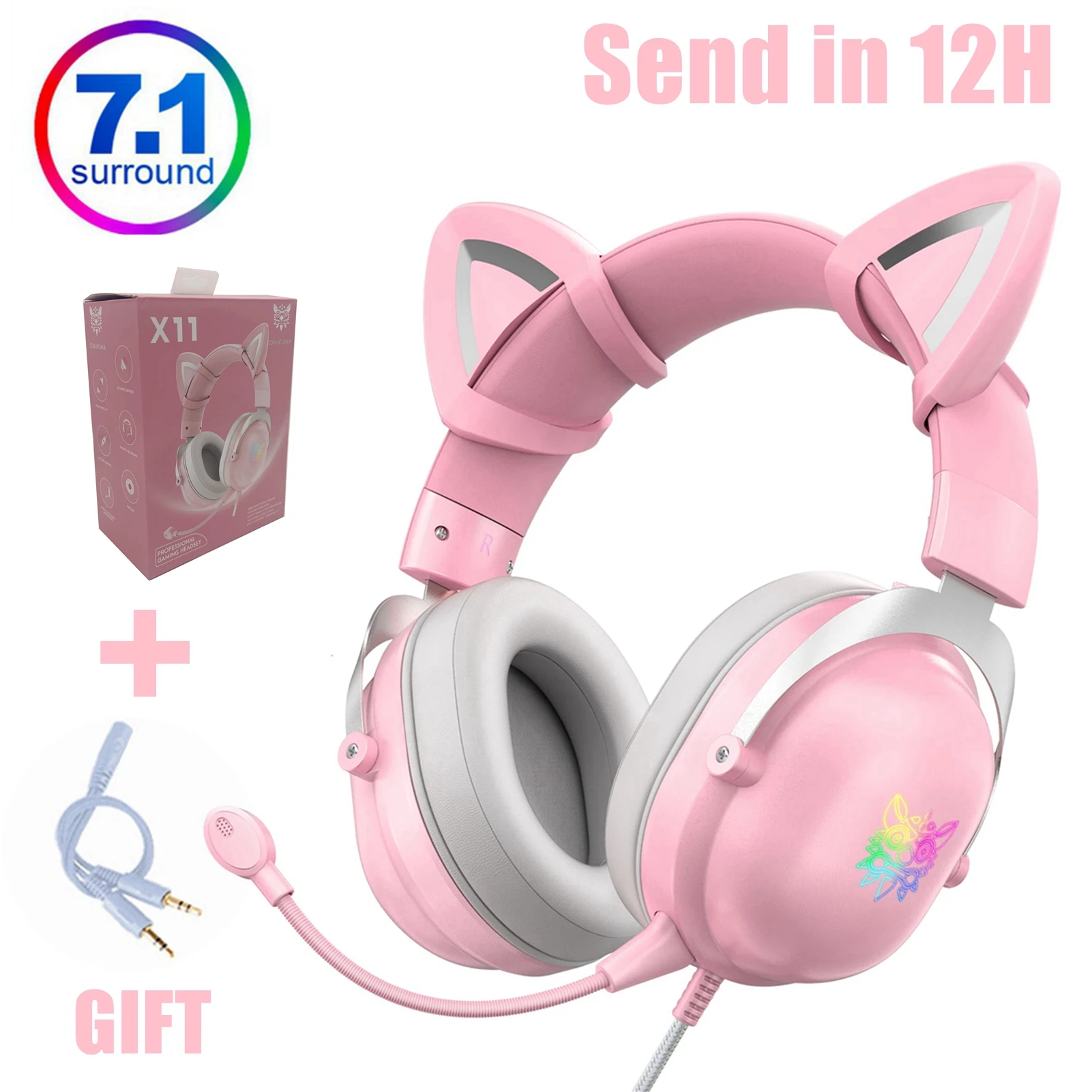 Оригинальная подарочная коробка с милыми кошачьими ушками для геймера гарнитура