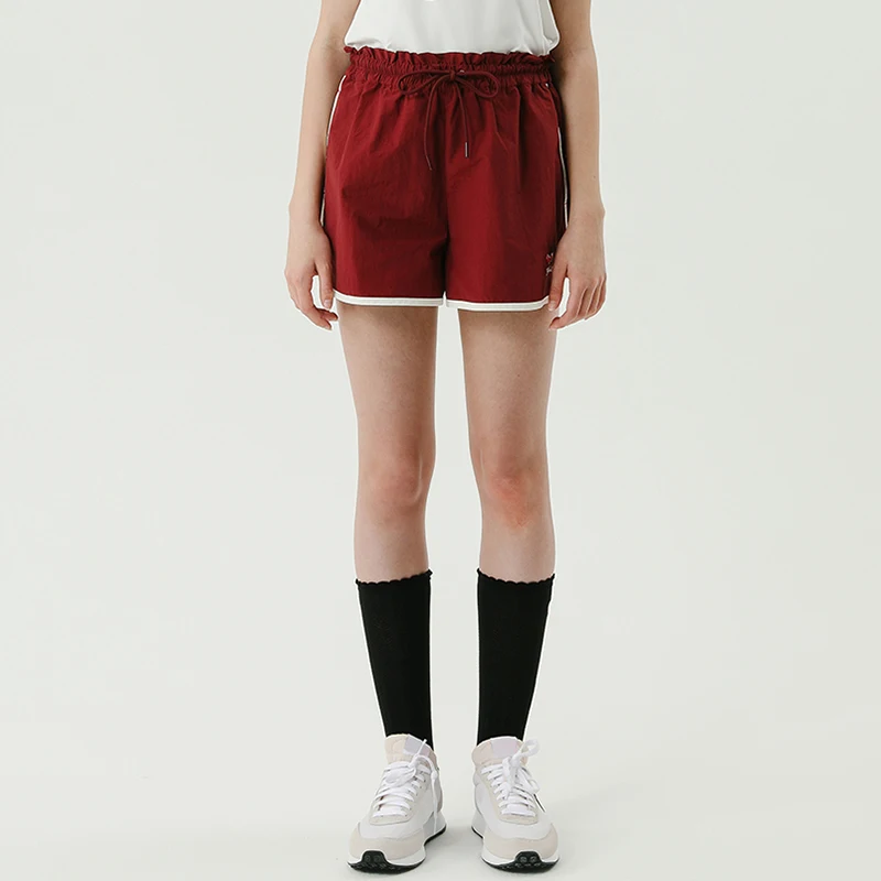 

Bebobsons Ladies Summer Casual Shorts Cute Cherry Embroidery Elastic Waist Drawstring Red Blue Women Loose Shorts