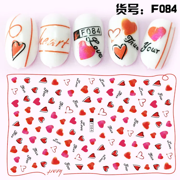 

love heart enadhesive 3d nail sticker foil for nails art decoration cute cartoon designs nail decals manicure supplies tool