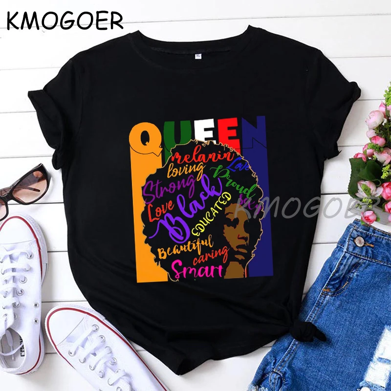 Волшебная футболка меланина для королевы женская женские топы с принтом без тона