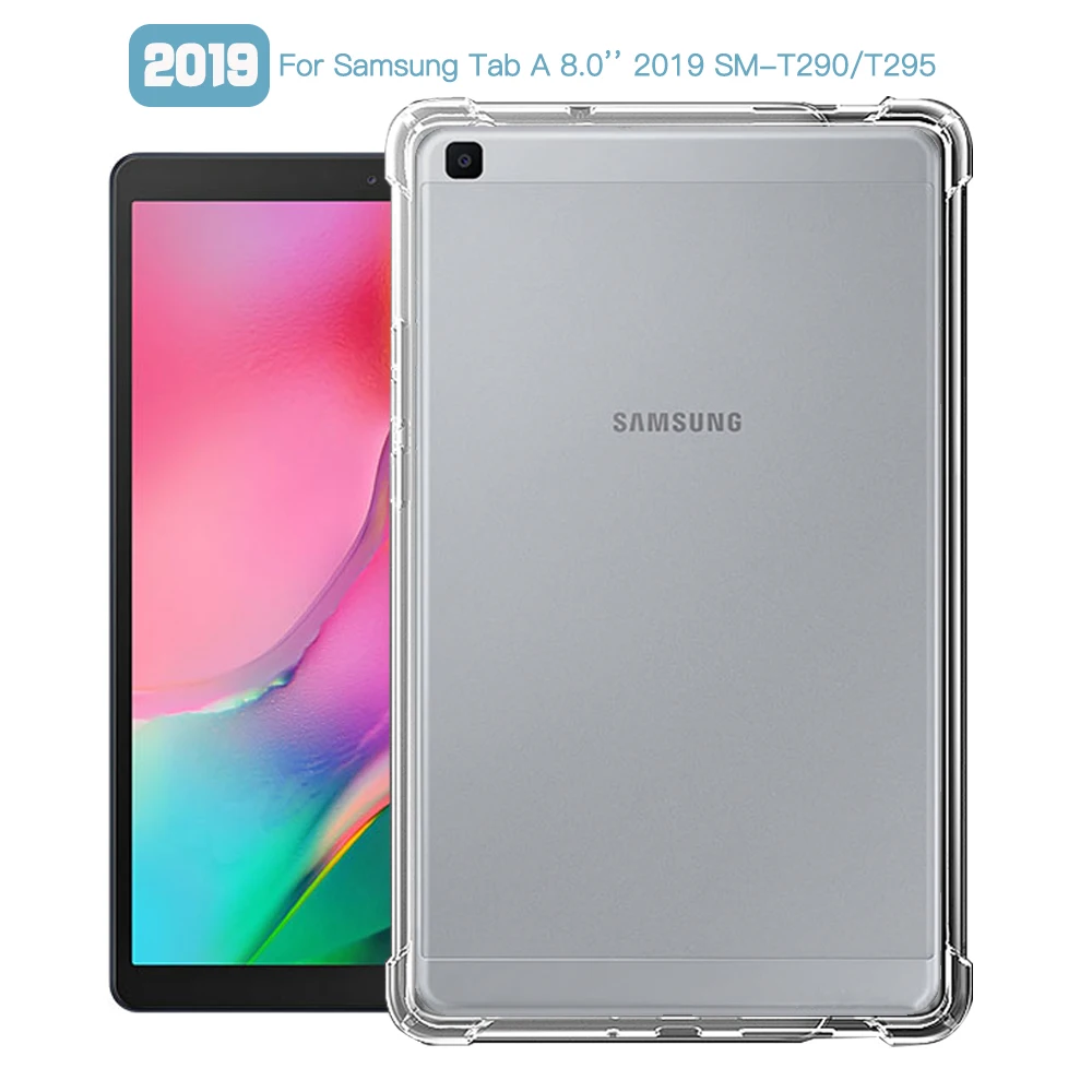 

Shockproof Cover For Samsung Galaxy Tab A 8.0'' 2019 SM-T290 SM-T295 T297 8.0'' Case TPU Silicon Transparent Cover Coque Fundas