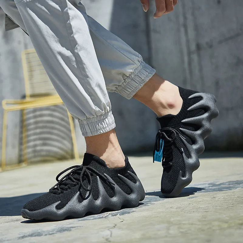 

2021 Women Men Sports Shoes Breathable Mesh Coconut Shoes Couple Flying Woven Sock Shoes Casual Running Walking Daddy Sneakers