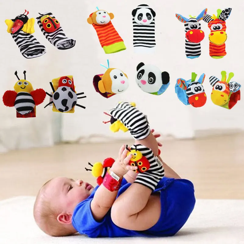 

0-12 Months Baby Toy Baby Rattles Toys Animal Socks Wrist Strap Rattle Baby Foot Socks Bug Wrist Strap Baby Socks Christmas Gift