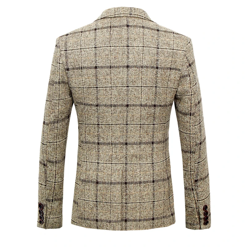 Костюм мужской из 3 предметов клетчатое платье приталенный силуэт желтое для