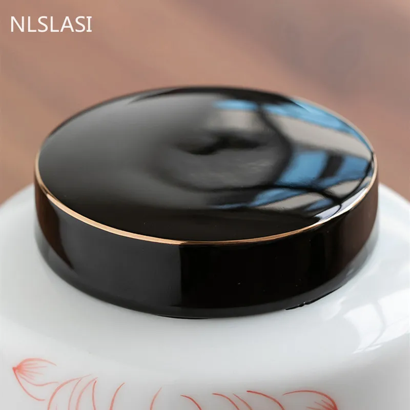 

Large Capacity Ceramics Tea Caddy Hand Painted Landscape Pattern Sealed Storage Tank Travel Tea Jar Oolong Tieguanyin Containers