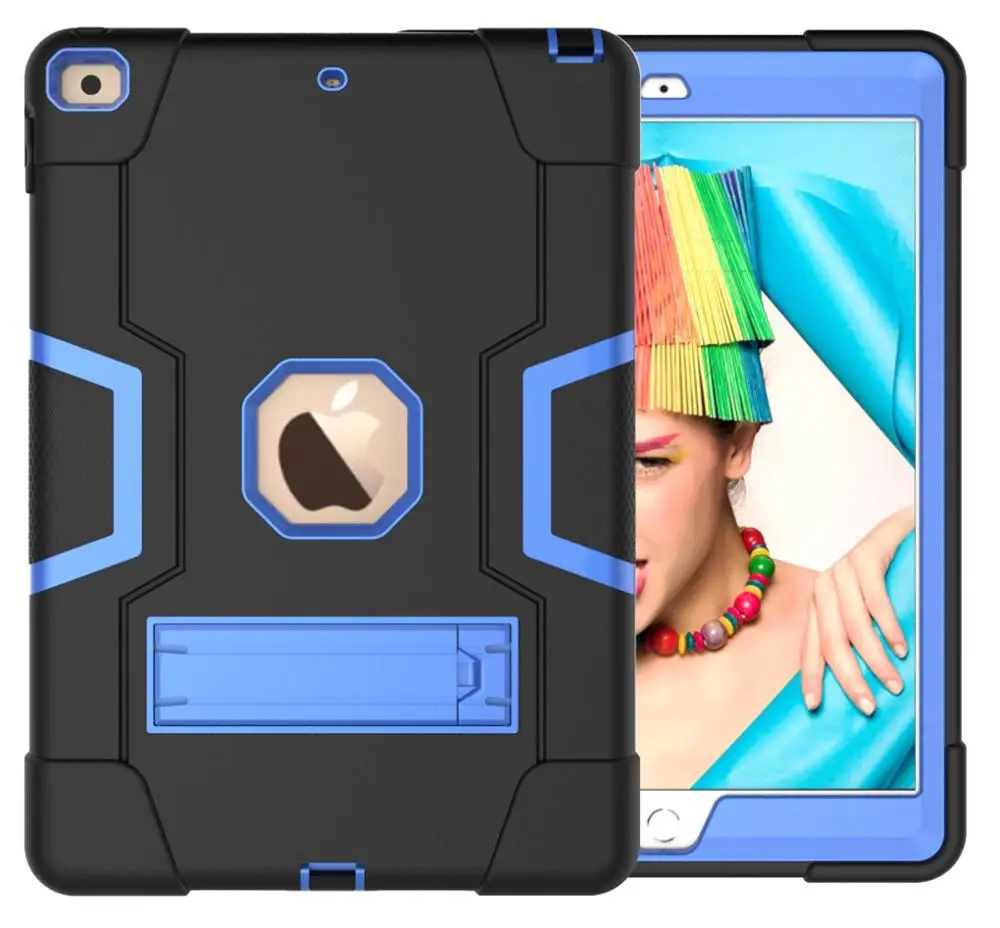 black blue Новинка для iPad 10,2 7th Gen чехол, прочный ударопрочный сверхмощный Гибридный трехслойный защитный чехол для детей - Цвет: black blue