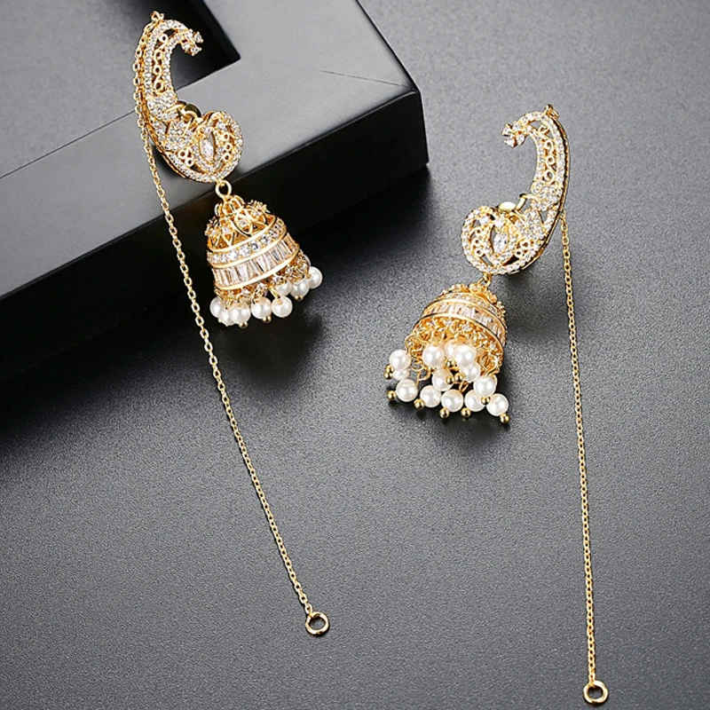 Винтажные богемные циркониевые бусины кисточки Висячие этнические Jhumka Jhumki