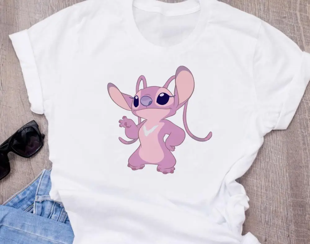 Женская модная футболка с милым рисунком из мультфильма Disneys Lilo Stitch Harajuku Kawaii Футболка с принтом милые повседневные топы - Цвет: T-shirt