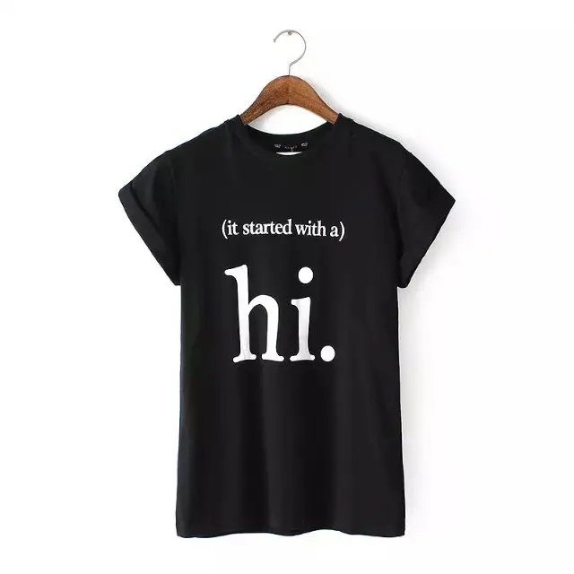 

2021 New Hi Letter Print Women's Short Sleeve Round Neck T-shirt