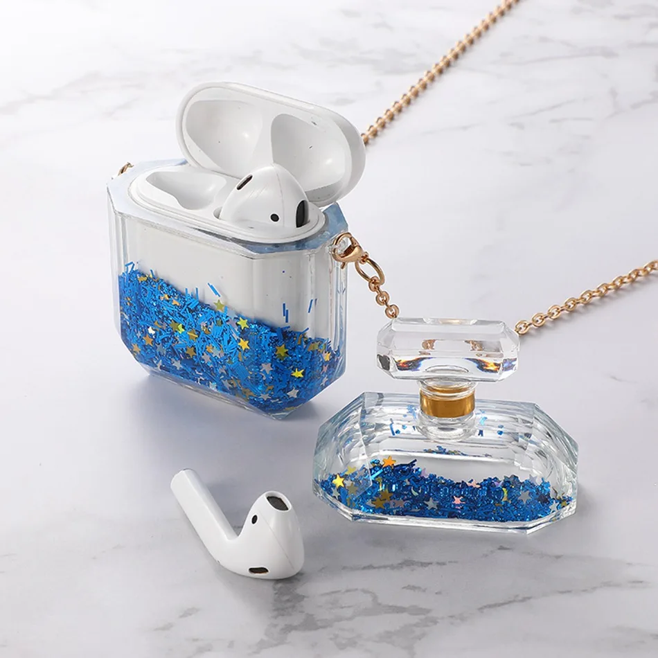 3D Жидкий чехол для наушников для Apple Airpods, чехол с блестящим зыбучим песком, чехол для Air pods 2, чехол для наушников, чехол для наушников, блестящий ремешок