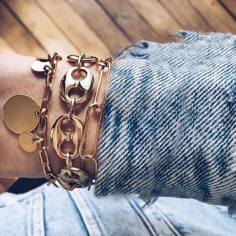 3 шт./компл. богемные браслеты индивидуальные круглые геометрические на цепочке