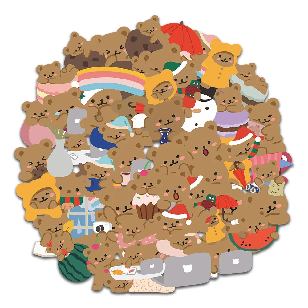 Conjunto de 10/30/50 Uds. De dibujos animados de estilo coreano Ins, oso marr&oacute;n, arco&iacute;ris, chica, coraz&oacute;n, accesorio para ordenador, venta al por mayor-0