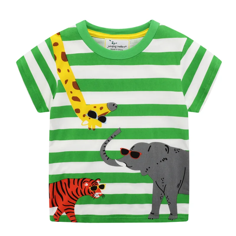 

wholesale Boys T-shirts cotton children clothing applique animals kids tees tops knitted tees tops boy short sleeve tee