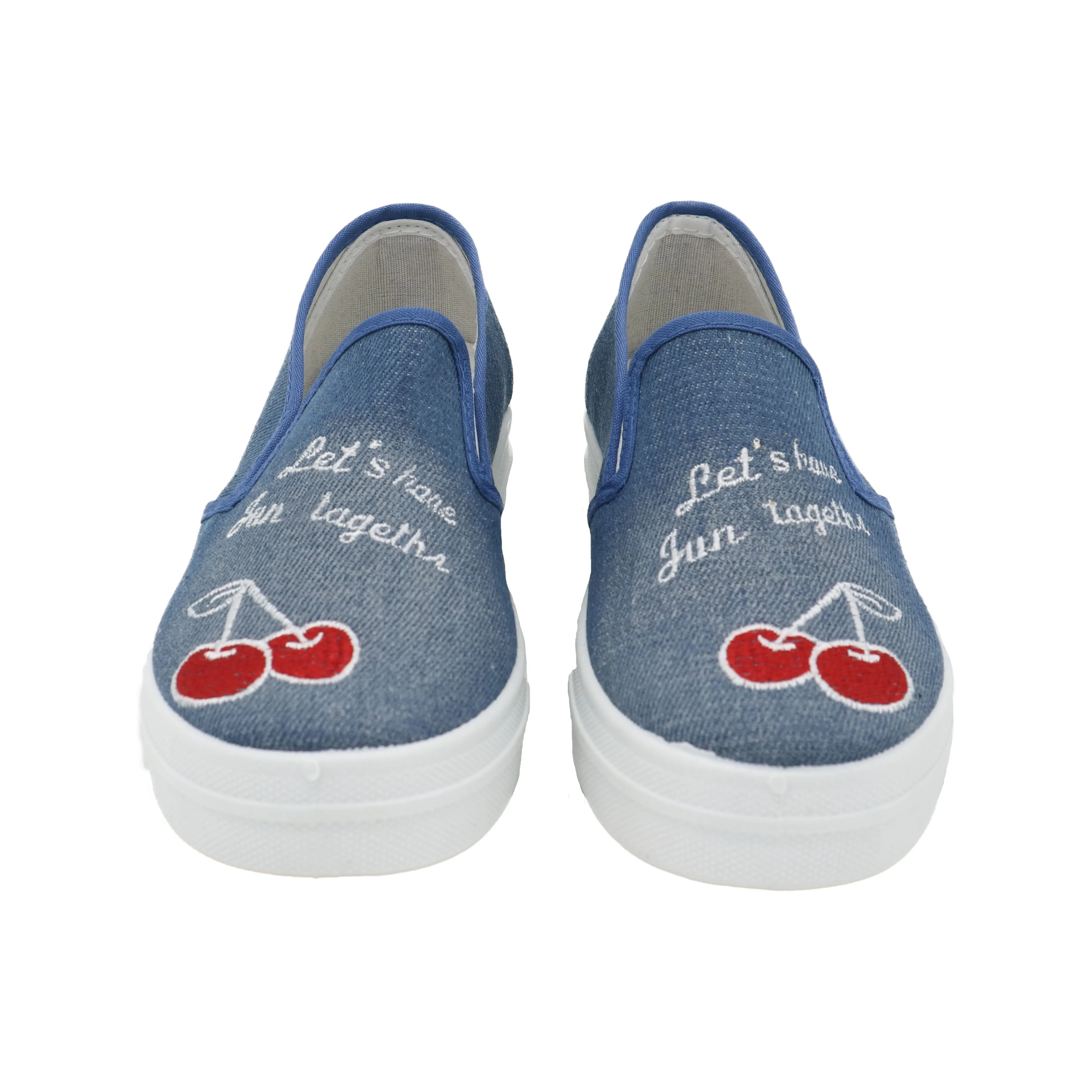 Женские парусиновые туфли на плоской подошве дышащие без шнуровки