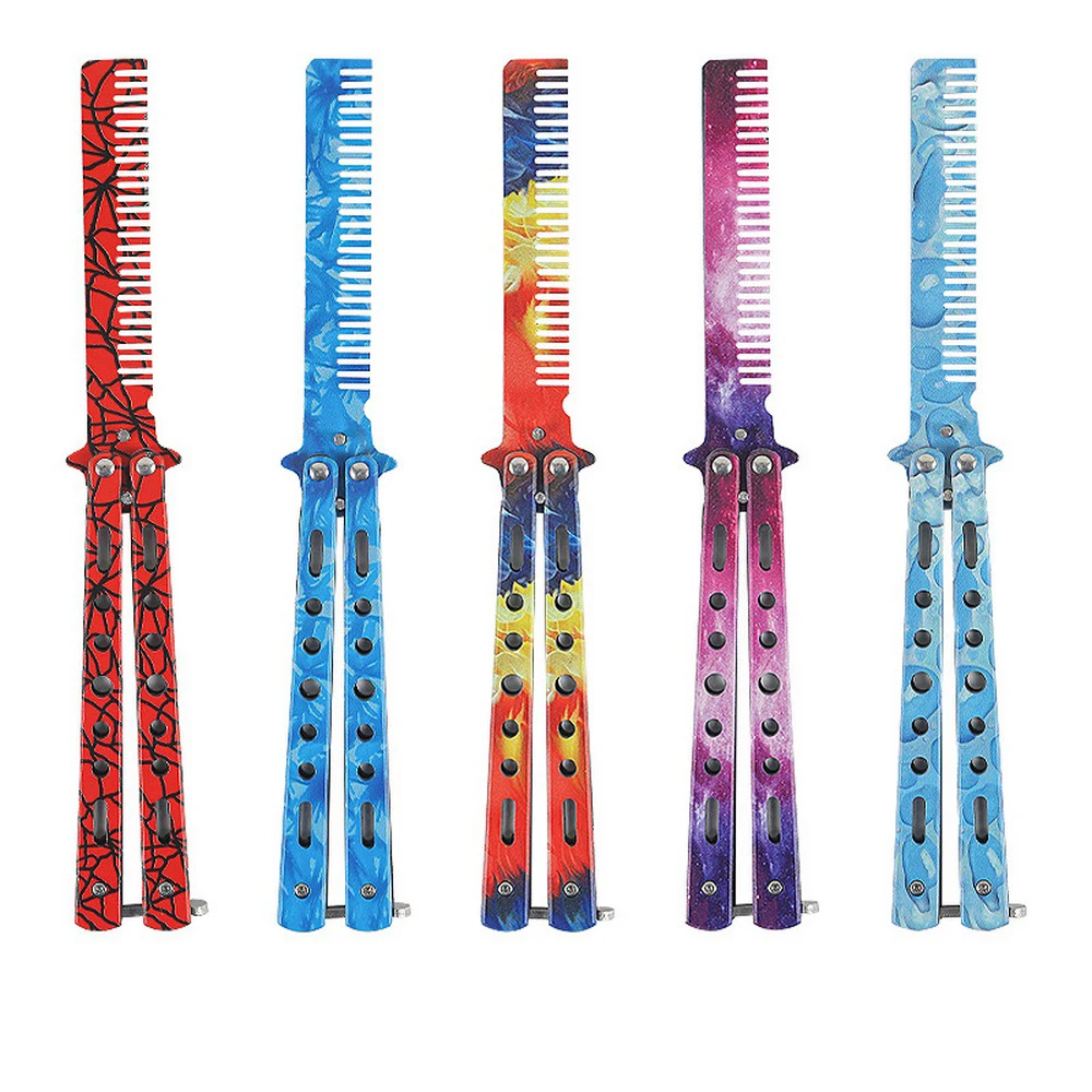 

Comb Blade Butterfly Knife Beginner Butterfly Knife Seven-Hole Butterfly Practice Knife Training Knife All-Steel Butterfly