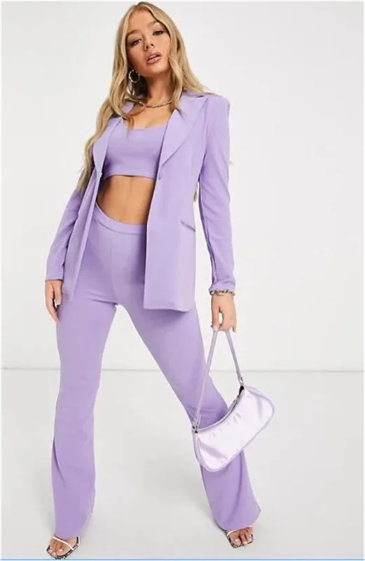 

Lilac Peak Lapel Women Suits Jacket+Pants Women Business Suits Women Pantsuit Office Style Female Trouser Suit Custom Made