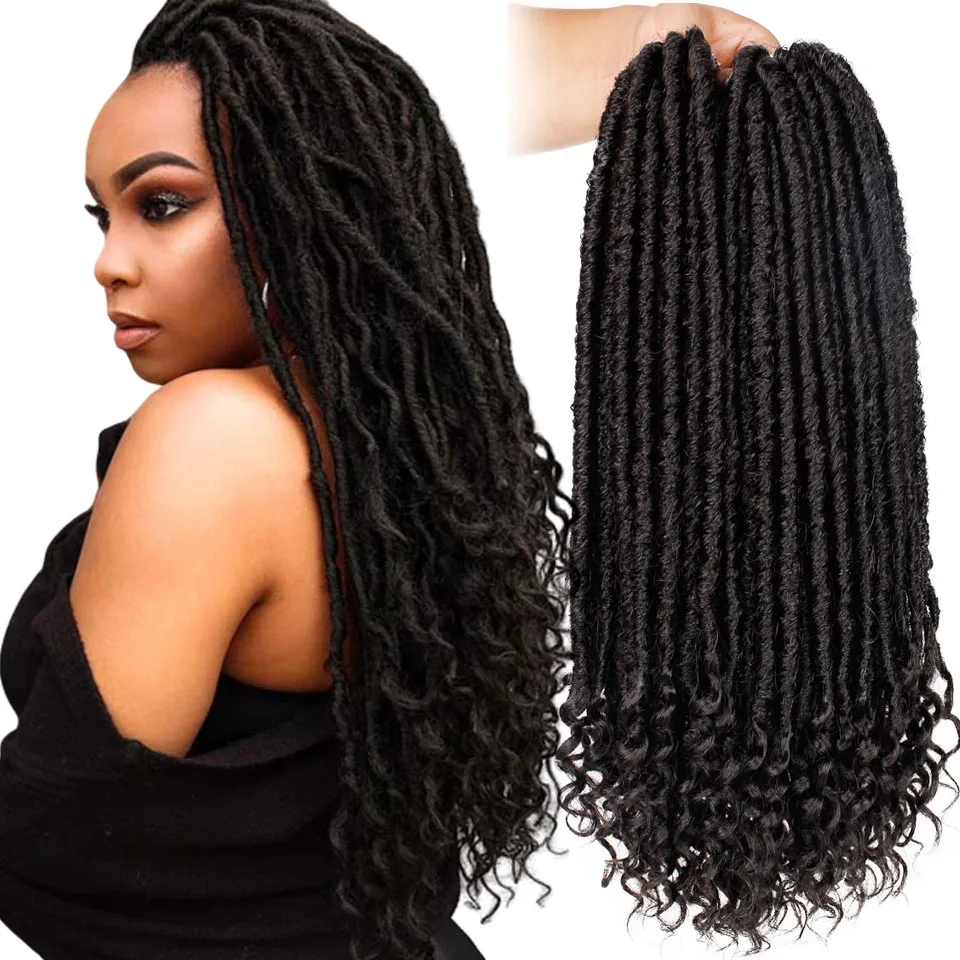 Синтетический богиня Faux Locs Curly на крючках косички волосы с эффектом деграде