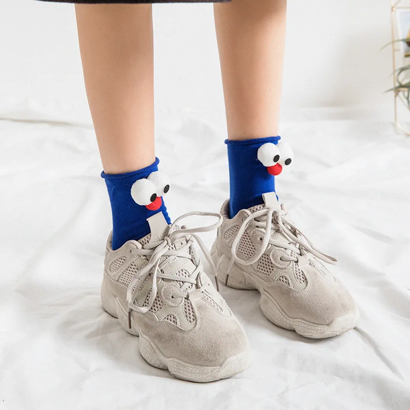 Funny Socks Women's Short Cotton Hot Sale 3D eyes Designer Fashion Amusing Lovely Harajuku kawaii Gift Happy Cute Socks