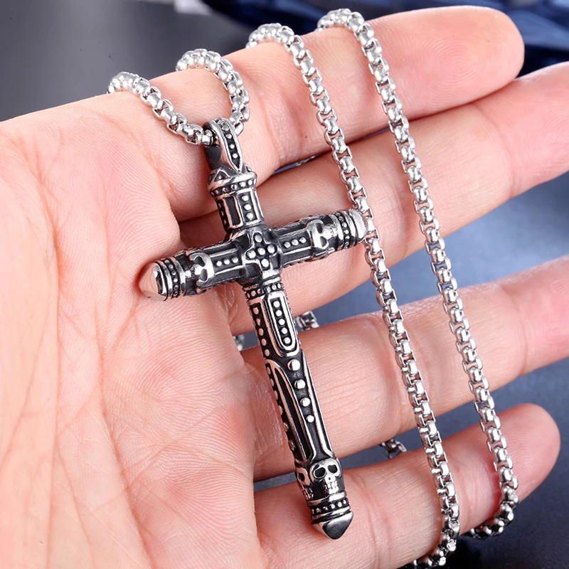 

Boutique cross men's necklace pendant chain punk boyfriend male jewelry creative birthday party gift