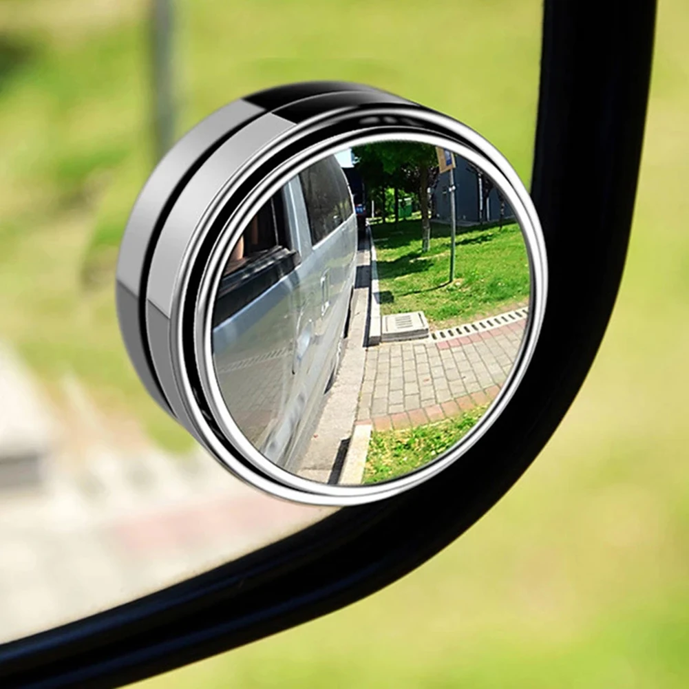 

2pcs Car HD Driving Safety Rearview Auxiliary Blind Spot Mirror 360-degree Wide Angle Adjustable Rotation Auto Rear View Mirror