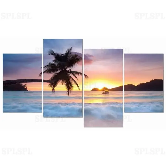 Sunrise Beach 4 панели морской пейзаж холст на стену искусство современные картины