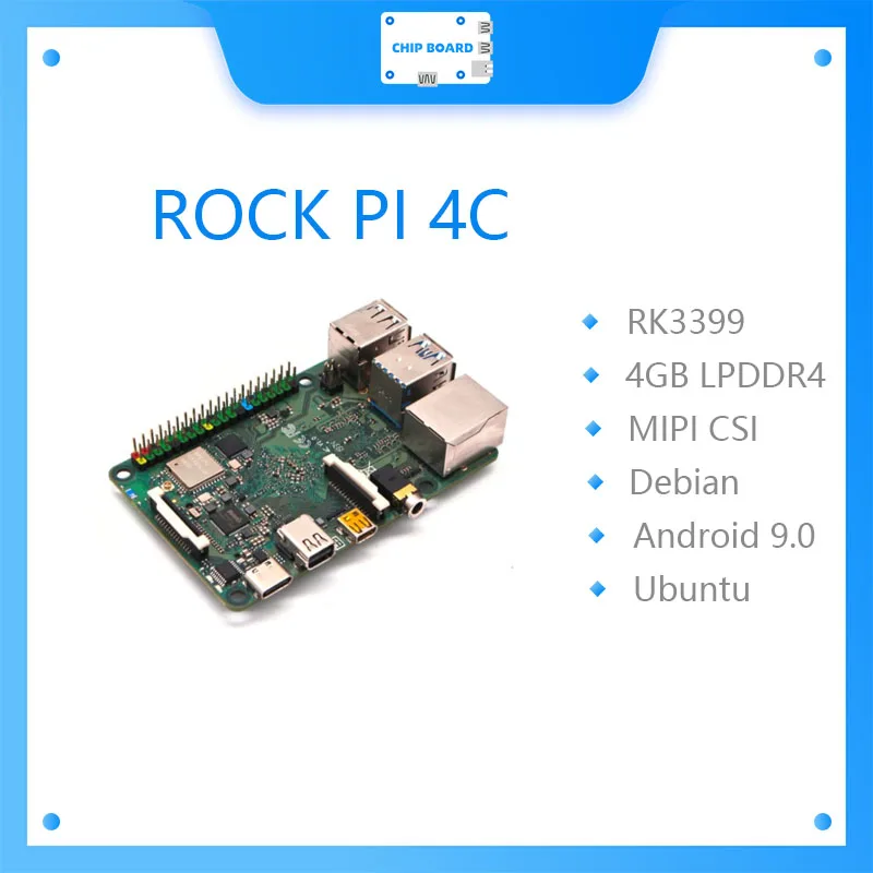 ROCK PI 4C Rockchip RK3399 4 Гб LPDDR4 Mali T860MP4 SBC/компьютер с одной платой совместимый официальным