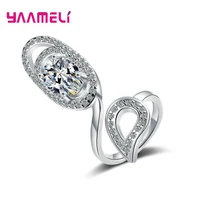 luxury full drill zircon open ring 925 silver gold girl cocktail party rings shine crystal fashion women nail ring jewelry