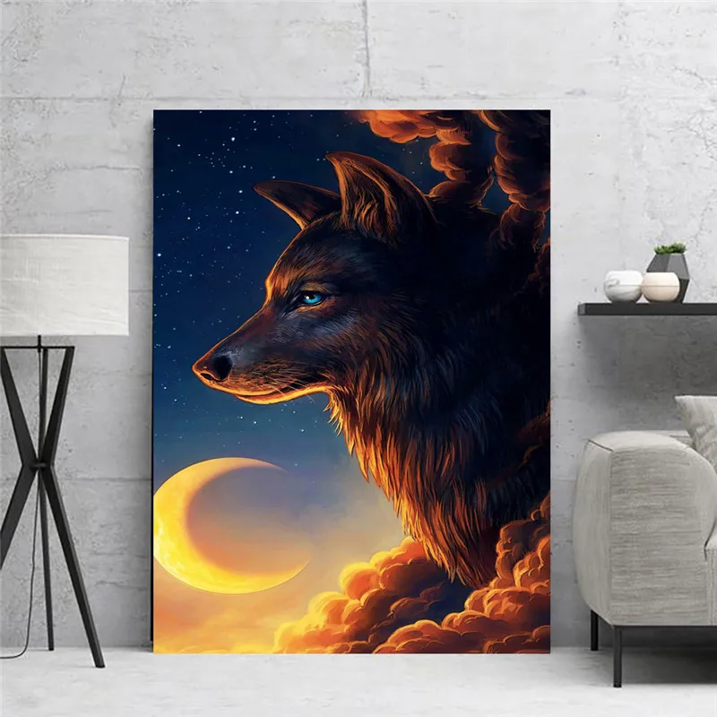 

Wall Pictur Canvas Prints Wolf Poster Canvas Painting Animal Print Pictures Abstract Painting Poster Decorative Tuinposter
