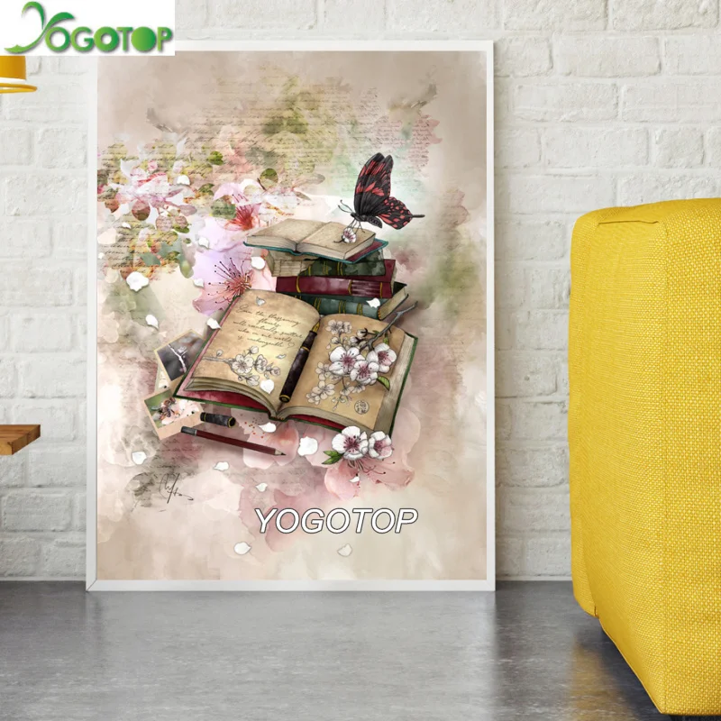 Фото на заказ алмазная живопись бабочка книга цветок абстрактная Акварельная