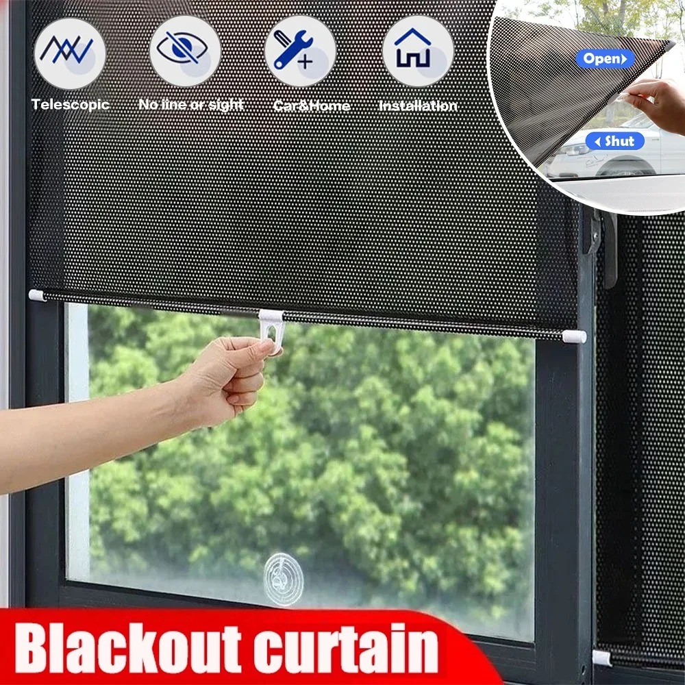 

Suction Cup Sunshade Roller Blinds Blackout Curtains For Living Room Car Bedroom curtains Kitchen Free-Perforated Window Curtain
