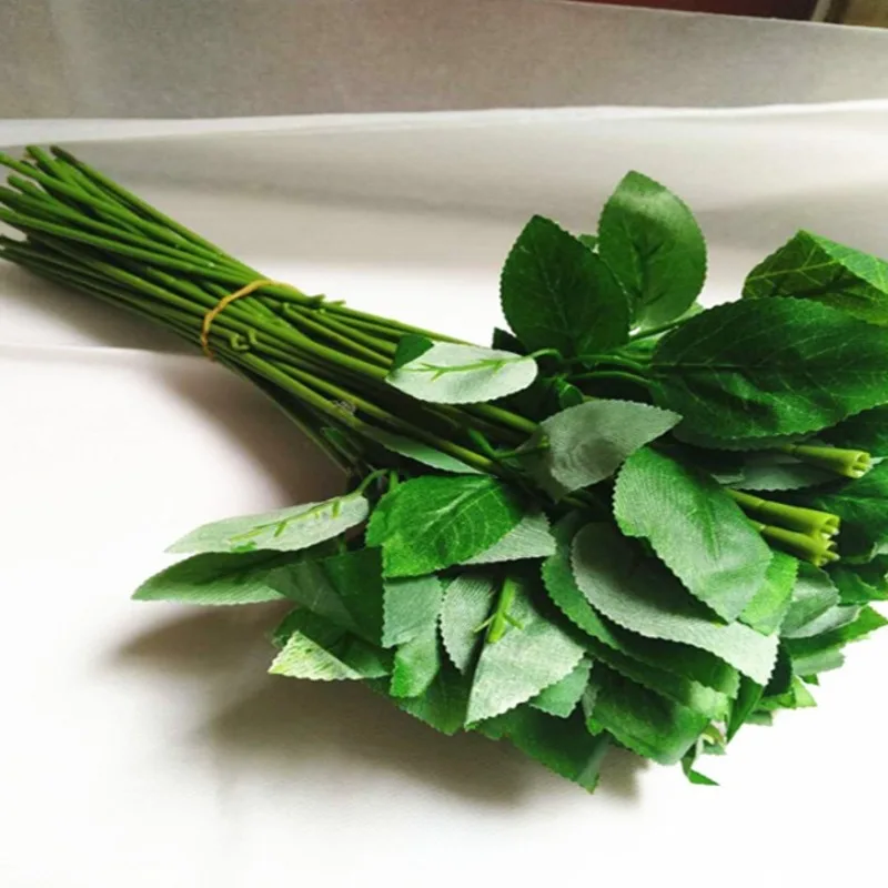 Искусственный пластиковый стебель листьев розы искусственный из шелка