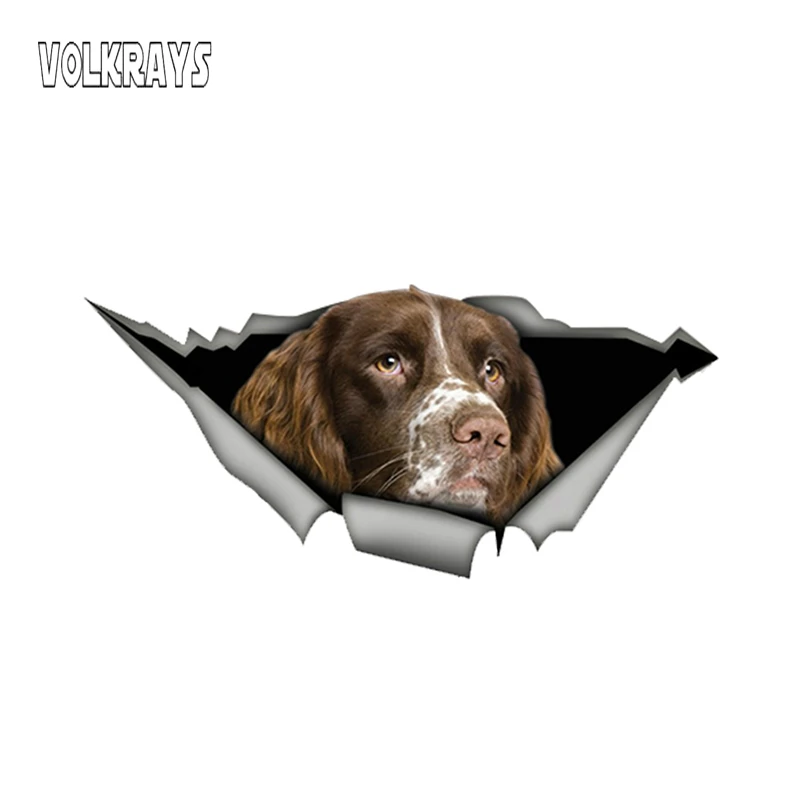 

Volkrays Springer Spaniel наклейка на машину с животными рваная металлическая наклейка Светоотражающая наклейка s водонепроницаемые 3D наклейки для до...