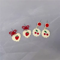 shangzhihua korean new fund is delicate girl lovely fruit design bowknot spray paint earring is woman fashion jewelry party gift