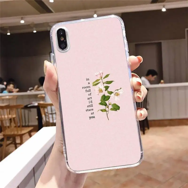 

Great Aesthetic Flower art pattern Phone Case Transparent for iPhone 6 7 8 11 12 s mini pro X XS XR MAX Plus