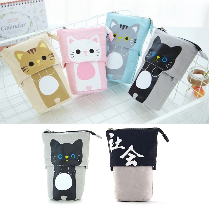 

Portable Canvas Pencil Pen Case Cosmetic Makeup Coin Pouch Zipper Bag Purse M2EB