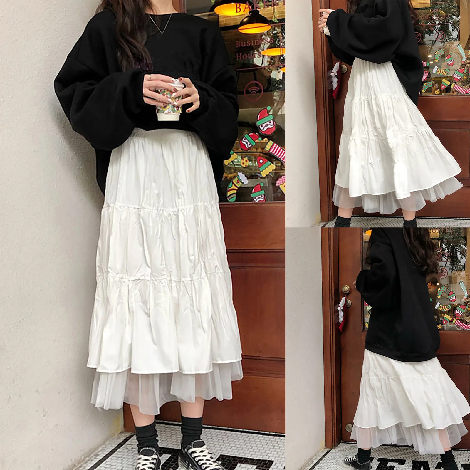 

Sagace ins стиль женские туфли в Корейском стиле с высокой талией Maillot De Bain Femme средней длины белая юбка-трапеция юбка из сетчатой ткани женские ю...