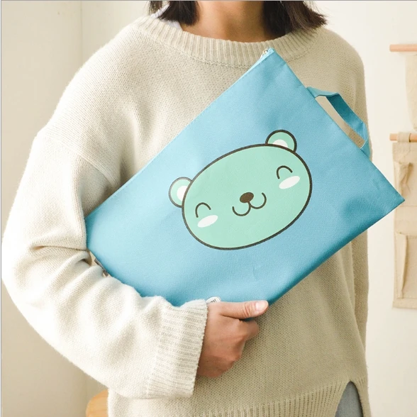 Корейская картонная сумка на молнии Холщовый держатель для документов макияжа