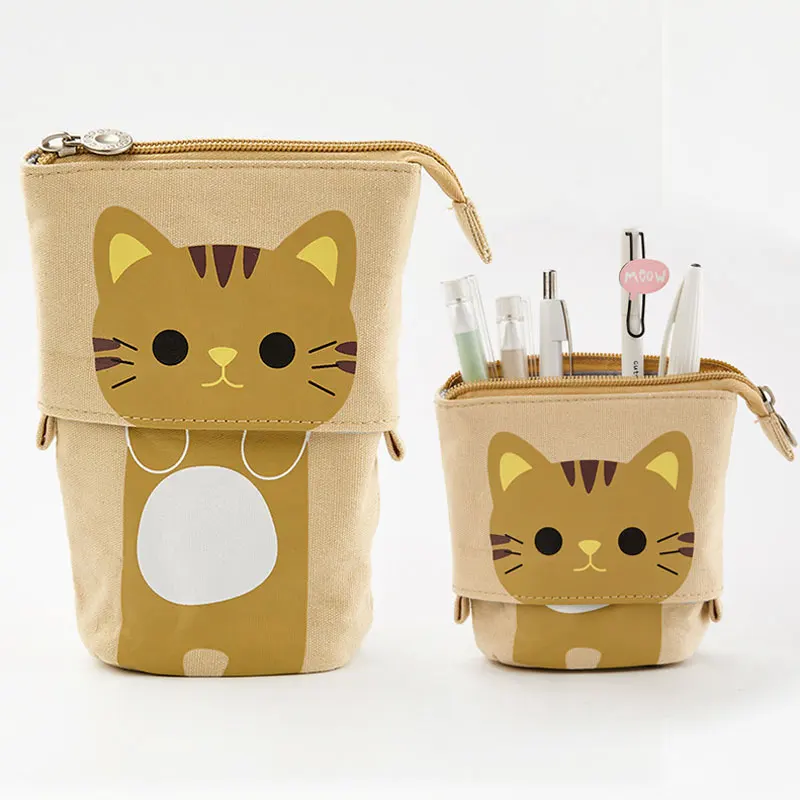 

Retractable Pencil Case Cartoon Red Tiger and Sheep Canvas Pencil Case Folding Vertical Large Capacity Pencil Case