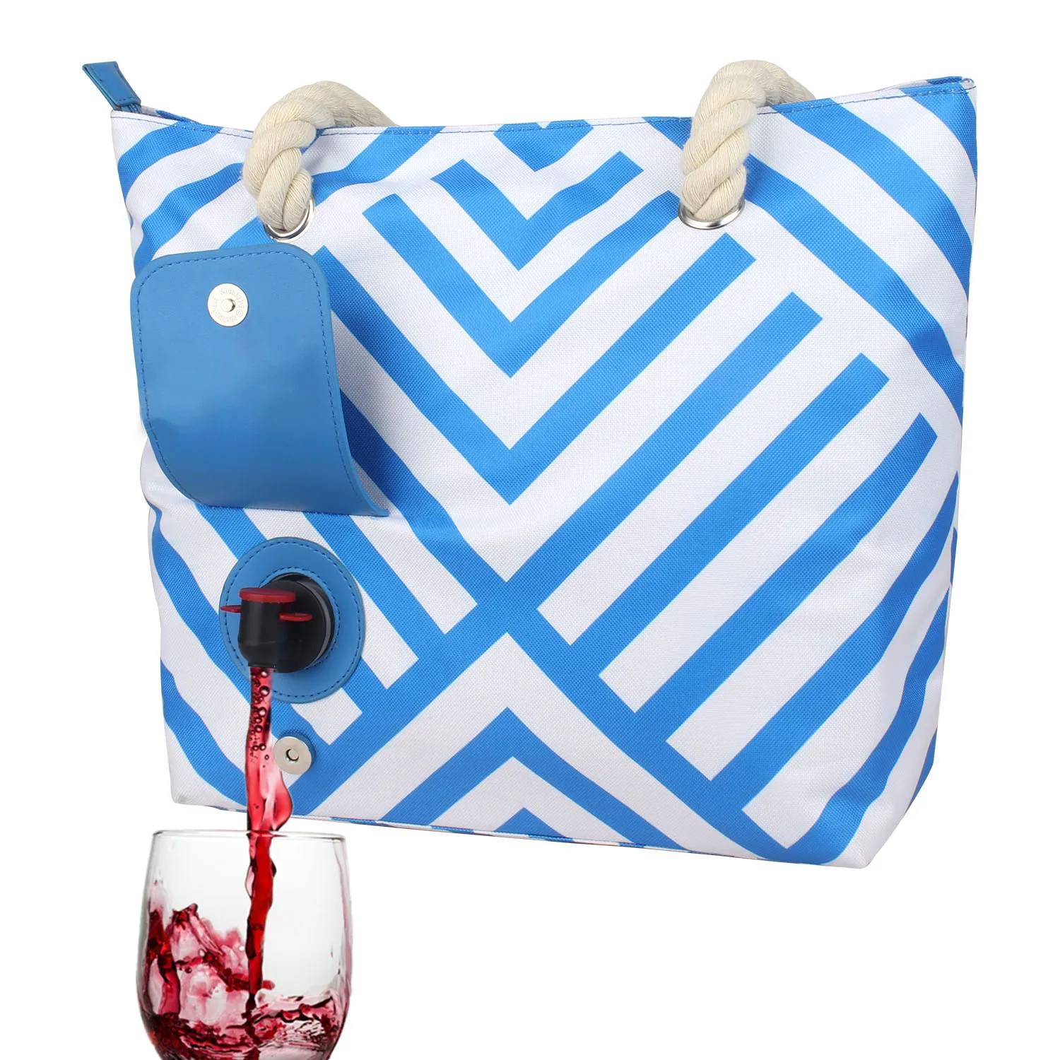 

Wessleco Portable Beach Wine Purse Wine Tote Bag with Hidden Dispenser Insulated Large Wine Cooler Bag With Wine Bladder
