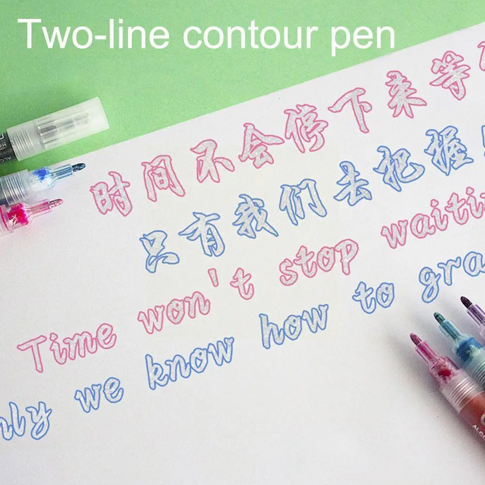 

Marker Pen Double Line Permanent Outline Marking Pencil Graffiti For Diy Glowing Pen Scrapbooking Drawing Contour Diary 2-l N3c2