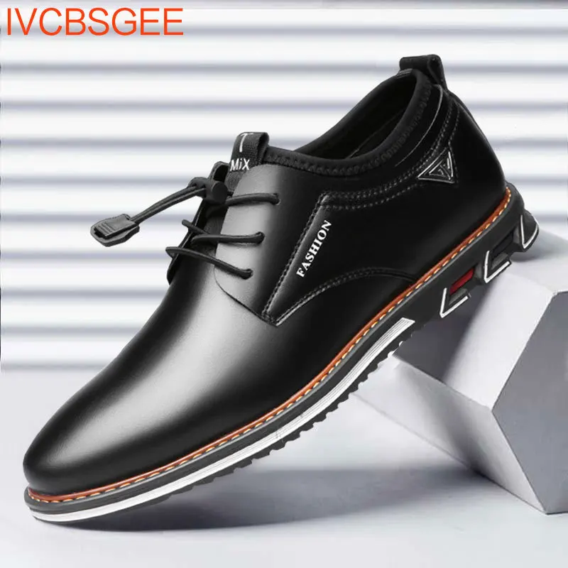 

Туфли мужские кожаные с острым носком, на шнуровке, деловые классические оксфорды, однотонные, для свадьбы, офиса, плоская подошва, роскошны...